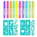 Repuestos para Airbrush Plush 10 Marcadores 5 Colores Neon 20 Plantillas  6a+