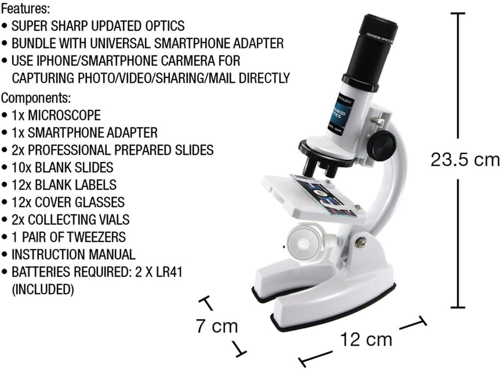 Microscopio con Conexión a SmartPhone 100/450/900X 8a+