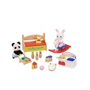 Familias Sylvanian Caja de Juguetes para Bebé Conejo de Nieve y Panda 3a+