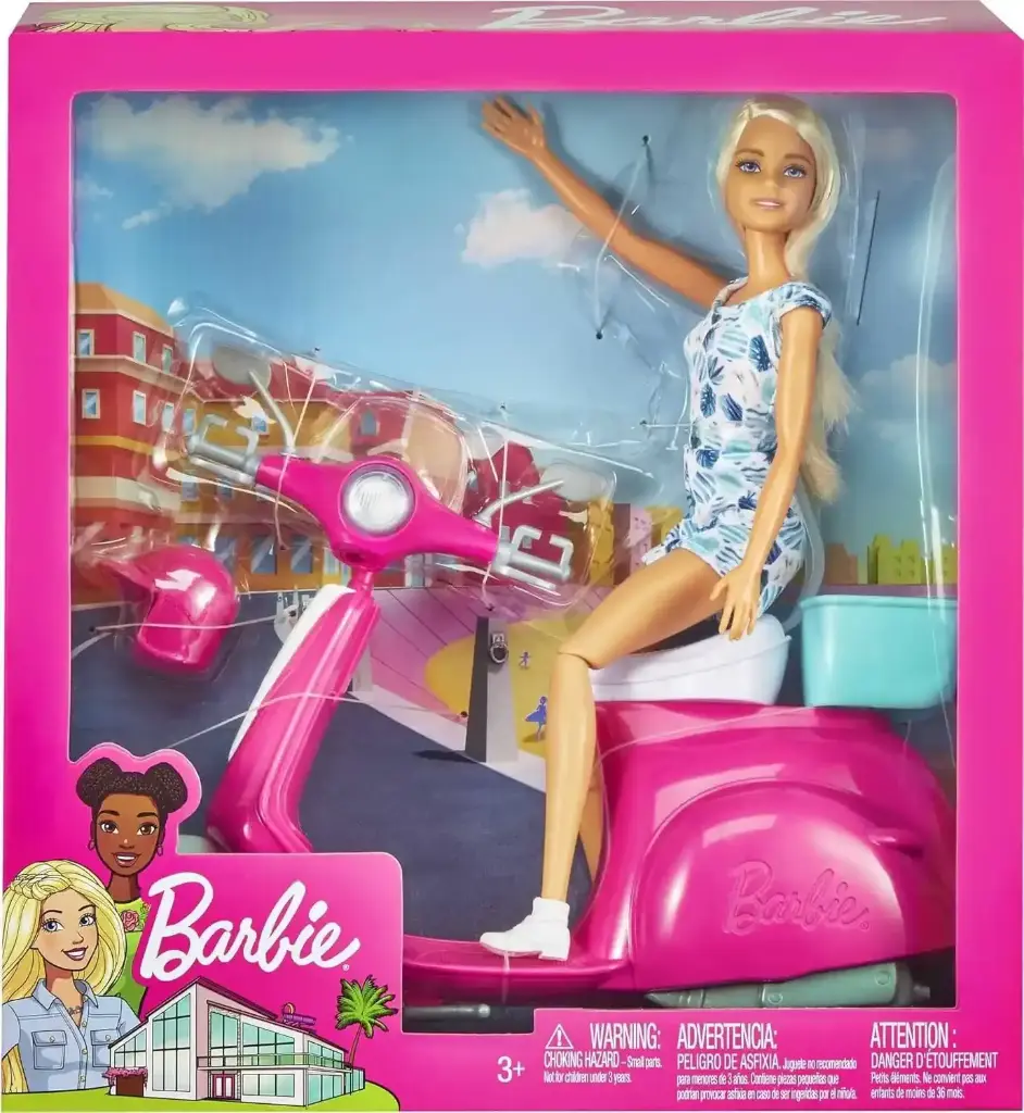 Muñeca Barbie con Scooter Rosada 3a+
