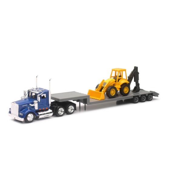 Trailer 1:43 Kenworth W900 con Backhoe 5a+