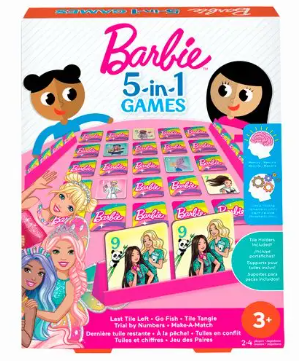 Mattel Games - Juego de Mesa de Barbie Memoria 5 en 1 5a+