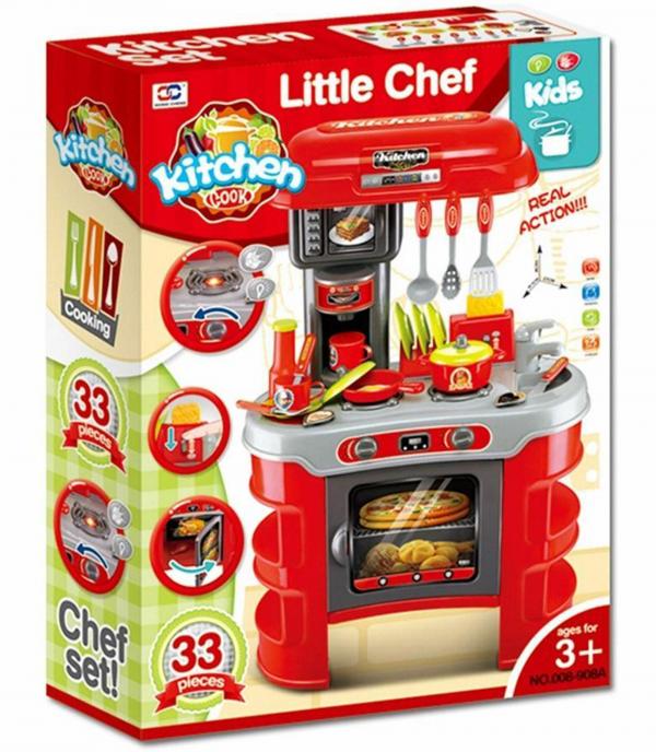 Cocina Roja Pequeños Chef con  Luz y Sonidos 3a+