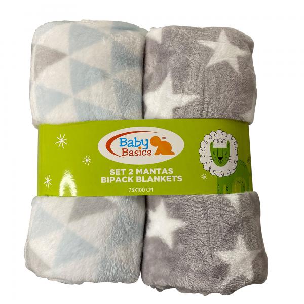Conjunto de Mantas para Bebé Set de 2 Azul/Gris