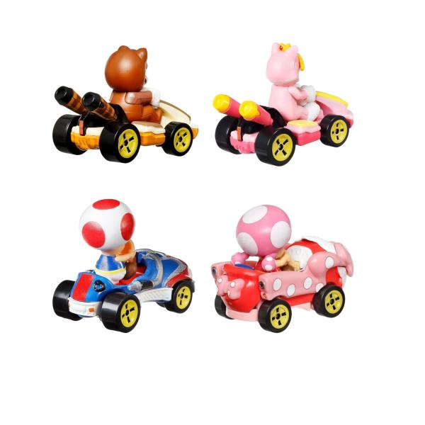 Hot Wheels Mario Kart Set/4 Personajes 1:64 3a+