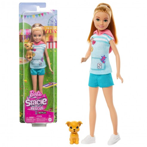 Muñeca Barbie  Stacie al Rescate con Mascota 3a+