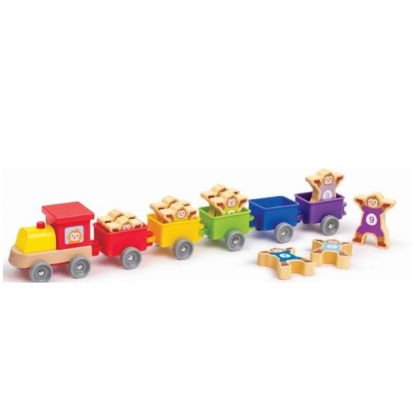 Tren de Madera con Monos 11Pzs 1-3 Años