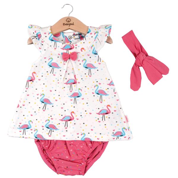 Vestido + Braga + Cinta de Flamingos C/ Corazones 3m (610965)