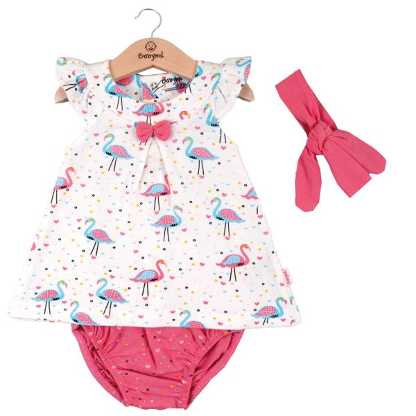 Vestido + Braga + Cinta de Flamingos C/ Corazones 9m (610989)