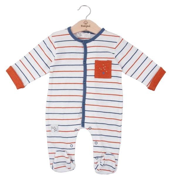 Pijama Manga Larga en Caja Color Azul C/ Rayas Niño 9m (614147)