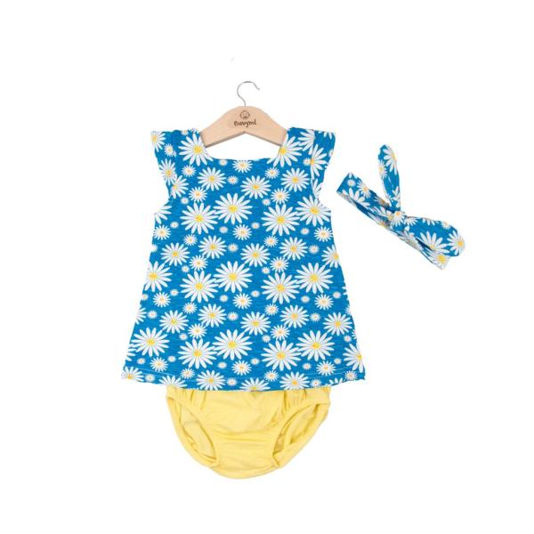 Vestido de Flores Azul C/ Blanco 12m (633902)