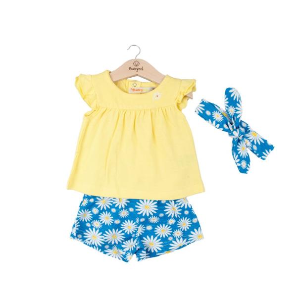 Conjunto de 2 Piezas + Cinta Blusa y Short verde C/ Celeste 12m (634008)