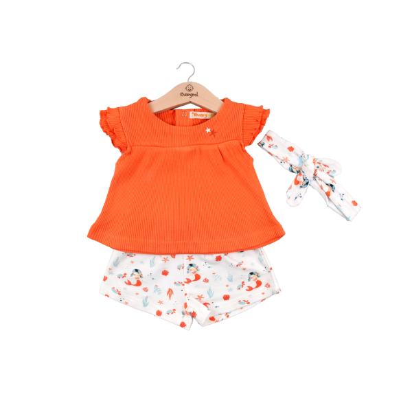 Conjunto de 2 Piezas + Cinta Blusa C/ Short Color Melocoton 12m (634480)