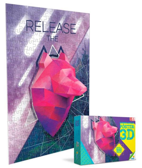 Rompecabezas Póster 3D Lobo 500pzs 12a+