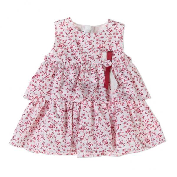 Vestido sin Mangas Flores Rojo 12m