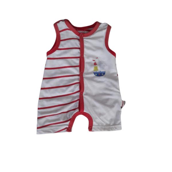 Mameluco Corto sin Mangas Rojo/Blanco Caja de Regalo 1m
