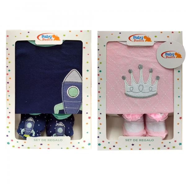Conjunto Mameluco y Medias Caja de Regalo Surt/2 0-12m