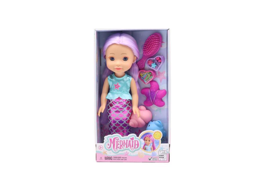 Muñeca Sirena Cambia color de Cabello C/ Accesorios 3a+