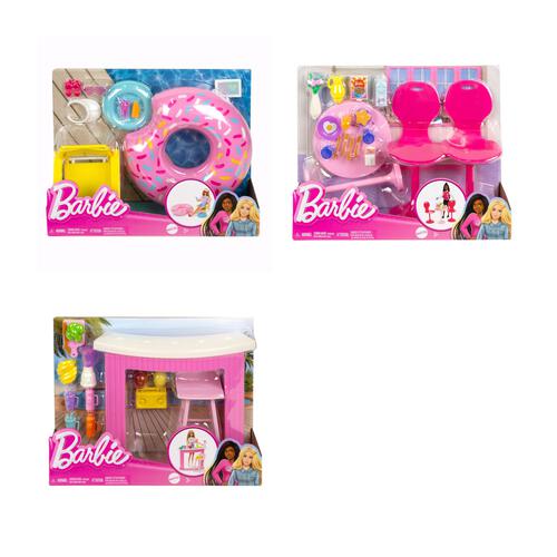 Barbie set de  Accesorios de Playa-Restaurante y Batidos Surt/3 3a+