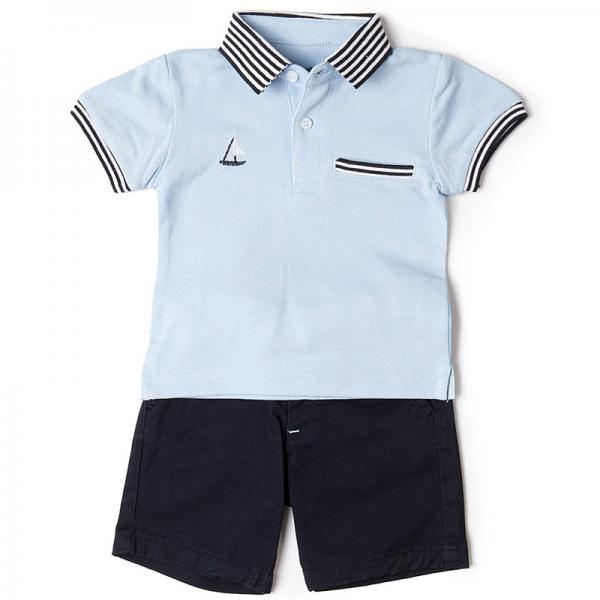Conjunto Camisa y Pantalón Corto Celeste 12m