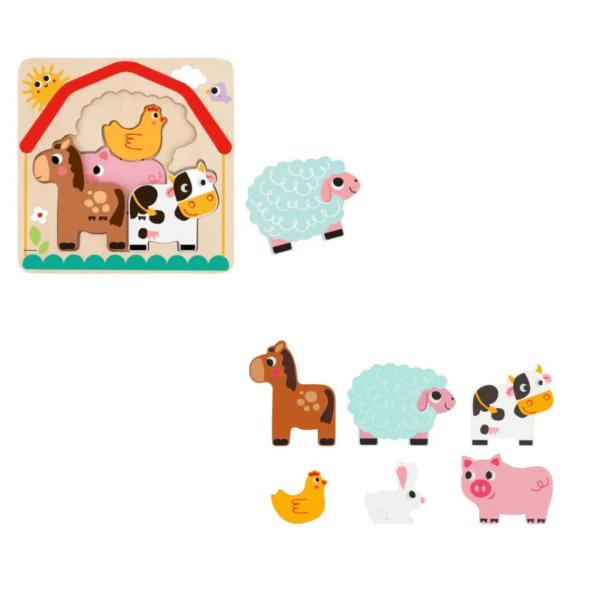 Rompecabezas de Varias Capas de Animales de la Granja 12m+