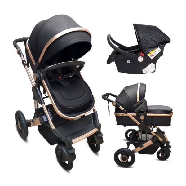 Coche para Bebé  4 en 1 (Silla de Carro, Moisés, Portabebe) Negro  0m+ (459273)