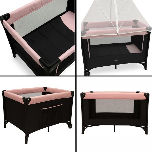 Encierro Cuna colecho Corral Link Rosado/Negro 3 Posiciones 0-36m