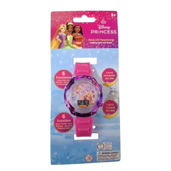Reloj Digital LCD con Luces Parpadeantes Disney Princesas 3a+