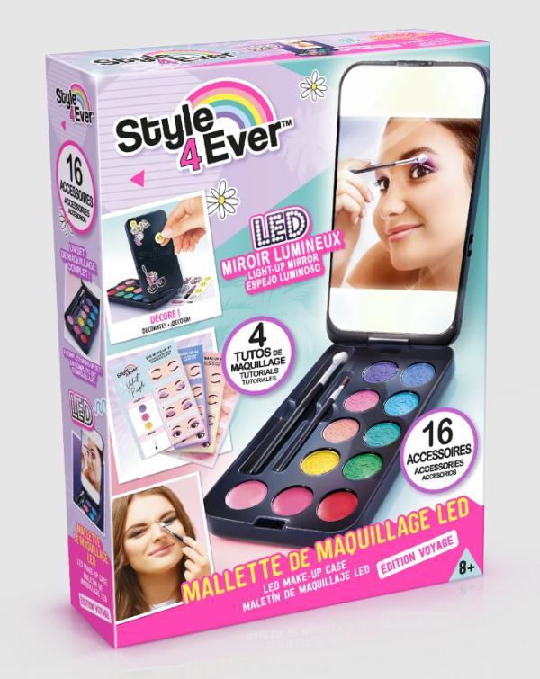 Estuche de Maquillaje C/ Espejo Luminoso 16 Accesorios 8a+