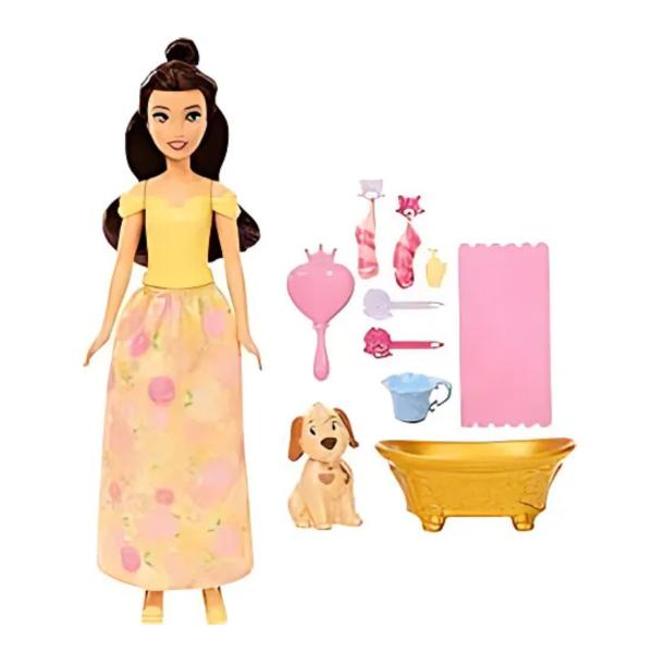 Muñeca Disney Princesa Bella Baña y Cepilla al Perrito 3a+