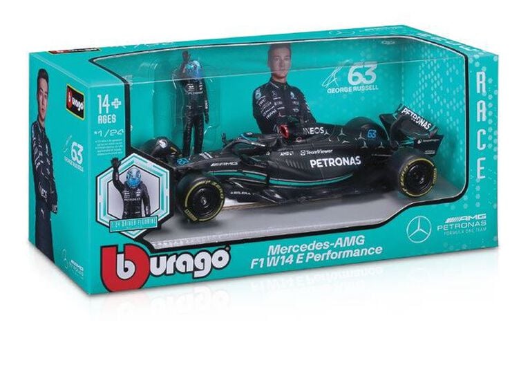 Carro Formula 1 Mercedes -AMG F1 W14 E Performance con Figura George R #63 14a+
