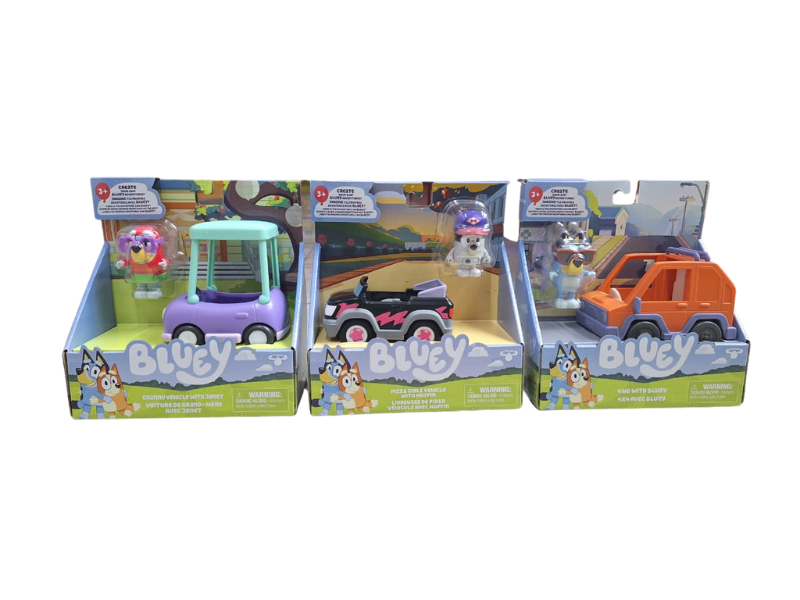 Figuras con Vehiculos de Bluey Surt/3 3a+