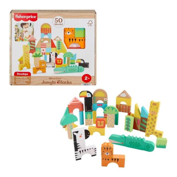 Fisher-Price Bloques Animalitos de la Jungla de Madera 2a+