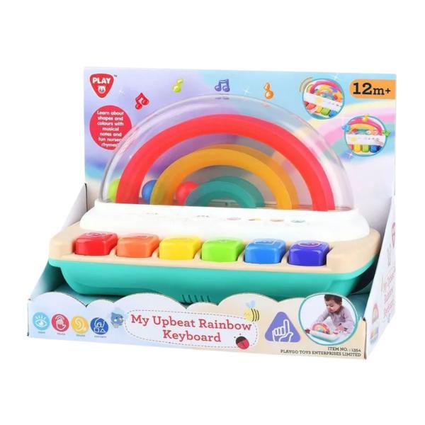 Mi primer Teclado c/Arcoiris con Bolas Giratorias 2-1 Luz y Sonidos  12M+
