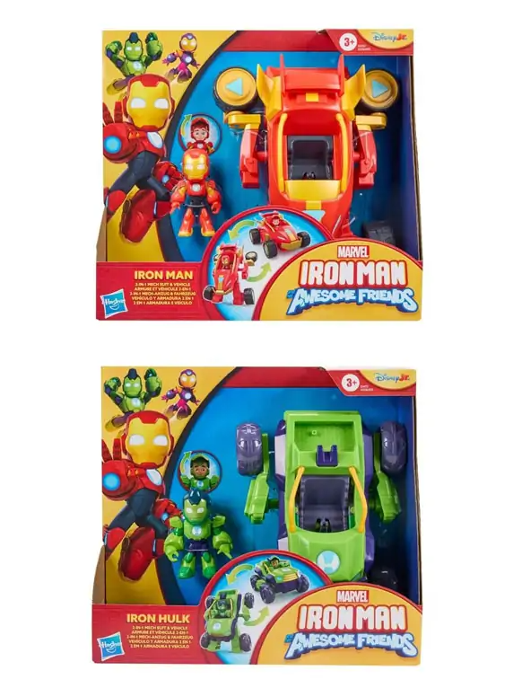 Vehiculo y Armadura Marvel Iron Man Awesome Friends Surt/2 3a+