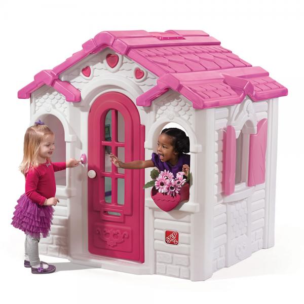 Casita de Juego Blanca c/Techo Rosado 2a+