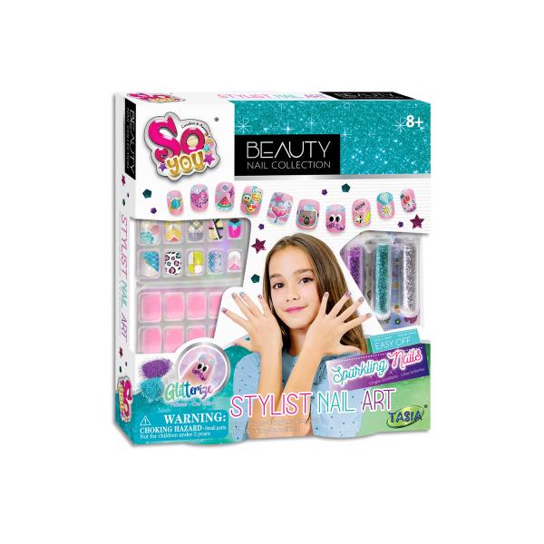 Set de Arte de Uñas con Escarcha y Pegatinas 8a+
