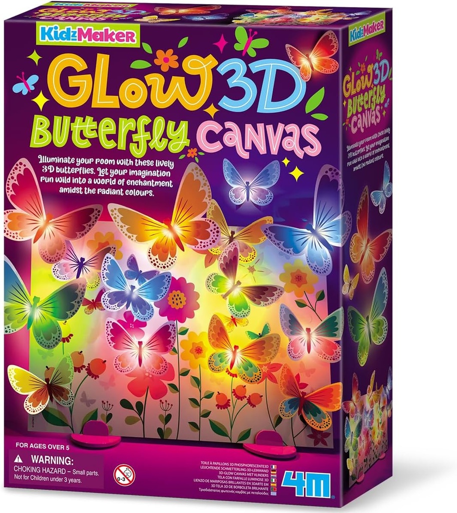 Kidz Maker Lienzo con Mariposas  3D y Iluminan 5a+