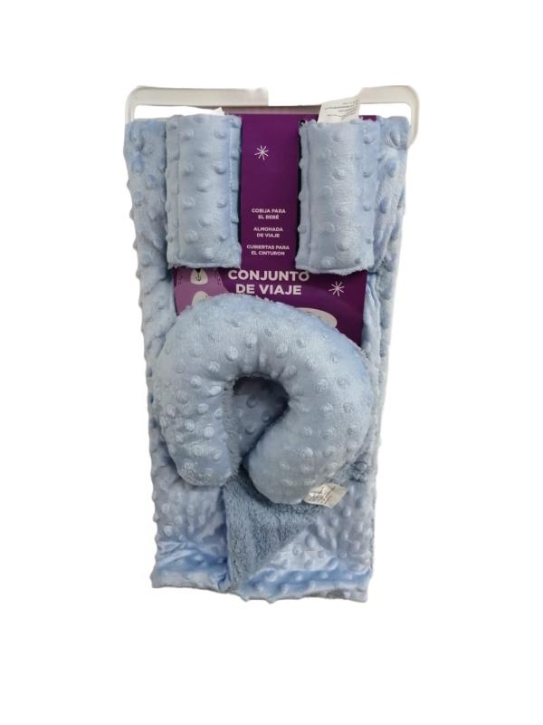 Cobija con Almohada de Viaje y Cubierta de Cinturon Azul 0m+