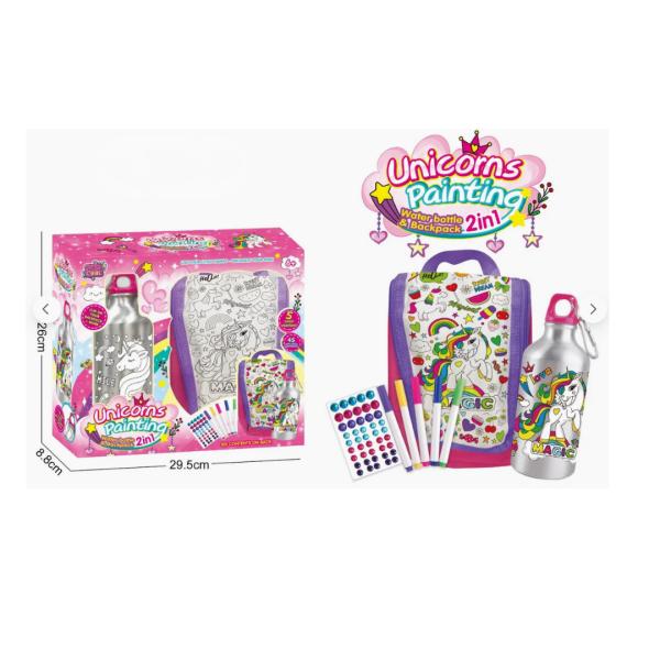 Lonchera con Botella para Decorar de Unicornio 6a+ (453431)