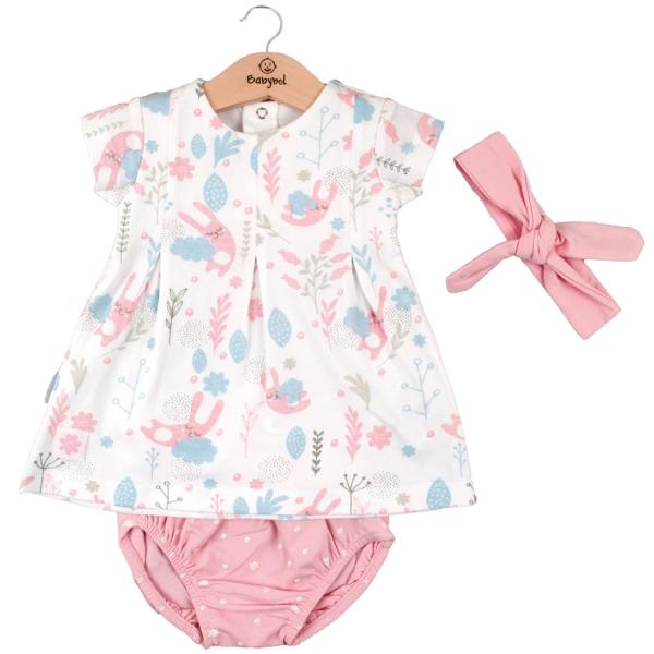 Vestido + Braga + Cinta de Conejos Color Rosa 3m (610910)