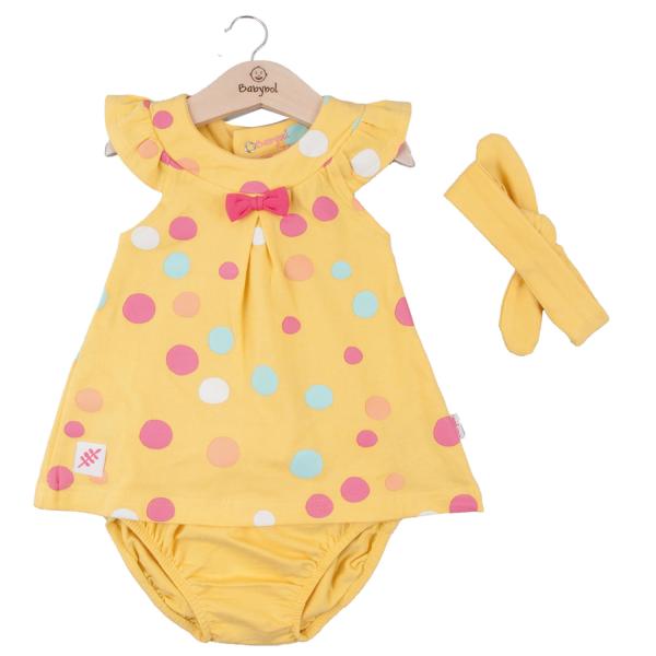Vestido + Braga + Cinta Color Amarillo con Bolitas 6m (611115)