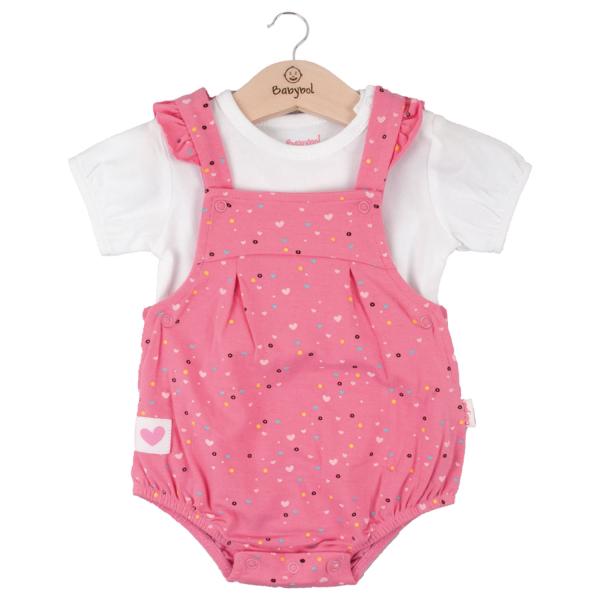 Conjunto de 2 Piezas Overol Corto C/ Blusa de Corazones Niña 6m (611696)
