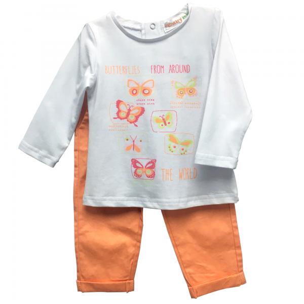 Blusa Manga Larga C/Leggins Mariposas 12m