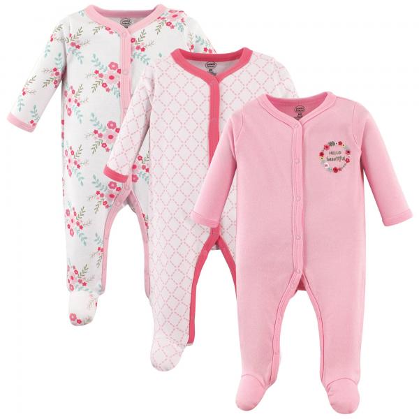 Pijama Mameluco Set de 3 Flores 6-9m