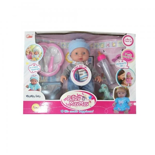 [WW218T] Bebé MayMay Celeste con Accesorios de Alimentación Surt/2 3a+(437059)