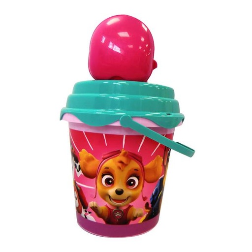 [PI10987] Balde Pequeño con Juguetes de Playa Paw Patrol The Movie Rosado