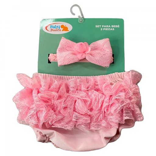 [FDBQ091014] Calzón Bombacho con Vincha para Bebé Unitalla Rosado