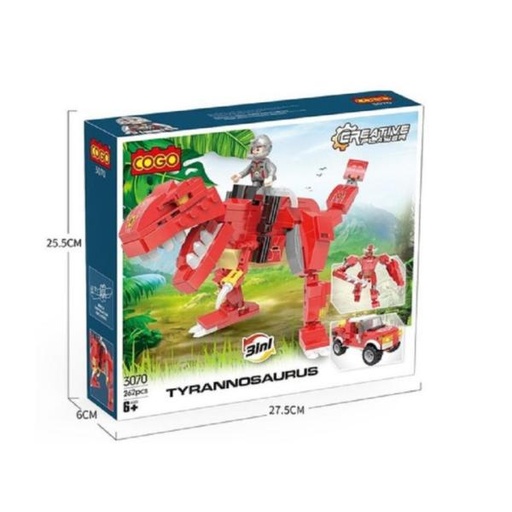 [CO3070] Tiranosaurio Rex y Carro Armable 2 en 1 262pzs 6a+