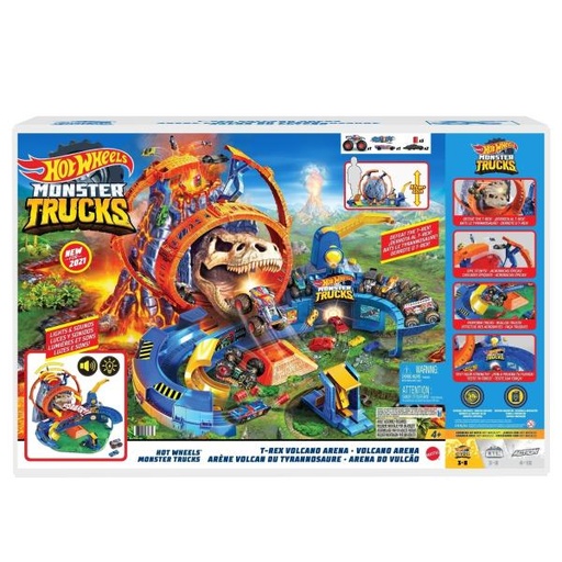 [MTGYL14] Hot Wheels -  Monster Trucks Estadio con Volcán y T-Rex 4a+